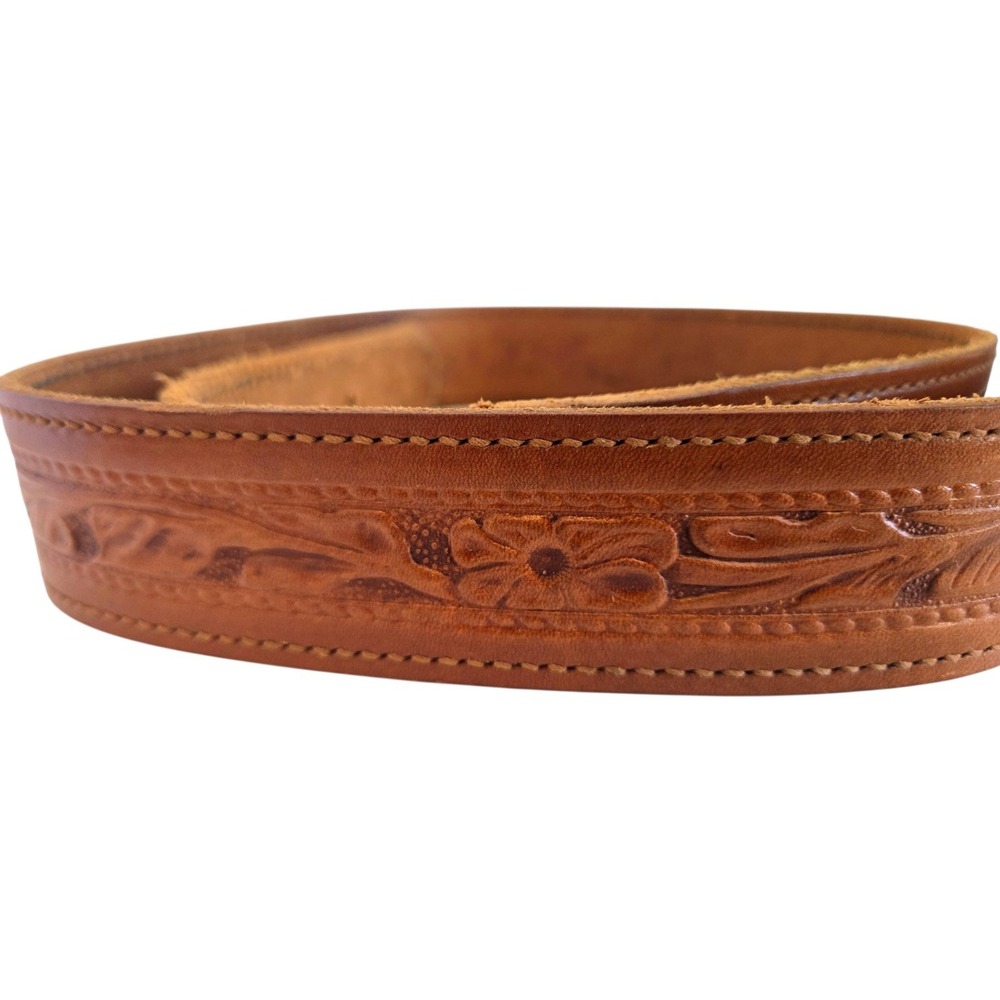Vintage Vogel of Texas Frontier Brown Western Cowboy Belt Size 40 Tooled Steer